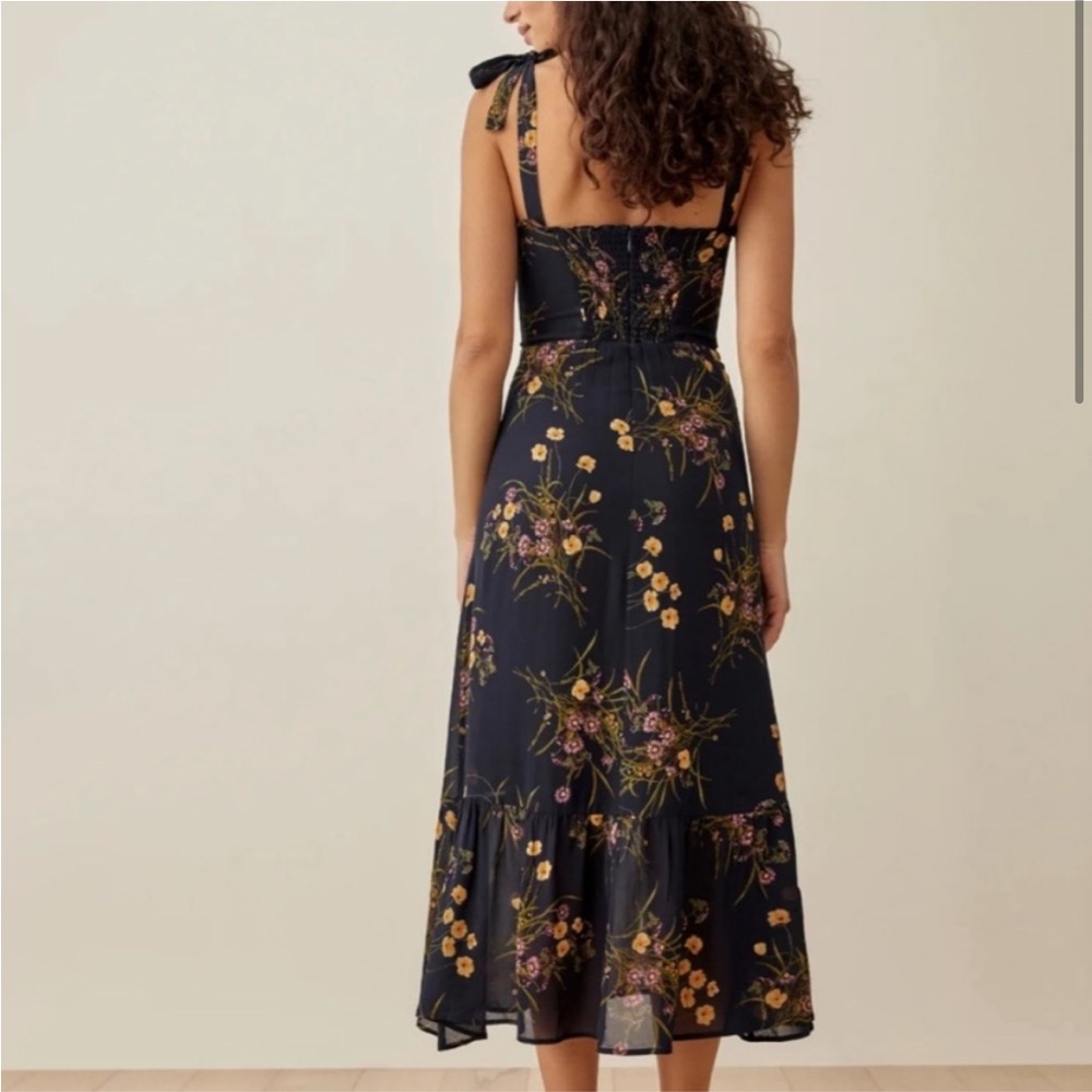 Reformation Navy Floral Midi Nikita Dress - Picture 2 of 9